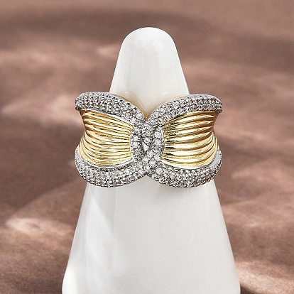 Латунные микро проложить манжеты кольца кубического циркония, крест крест кольца