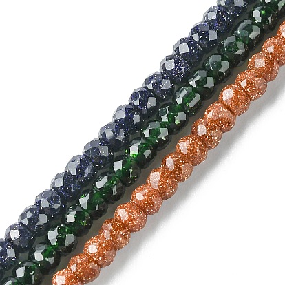 Synthetic Goldstone Beads Strands, Faceted, Rondelle