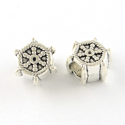 Helm Tibetan Style Alloy European Beads, Large Hole Beads, Cadmium Free & Lead Free, 12x10.5x7mm, Hole: 4.5mm, about 483pcs/1000g