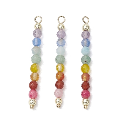 Подвески-чакры из натуральных граненых бусин: агат, сердолик, зеленый авантюрин, аквамарин и аметист, с 304 петлями из нержавеющей стали, реальный 24 k позолоченный, смешанные окрашенные и неокрашенные