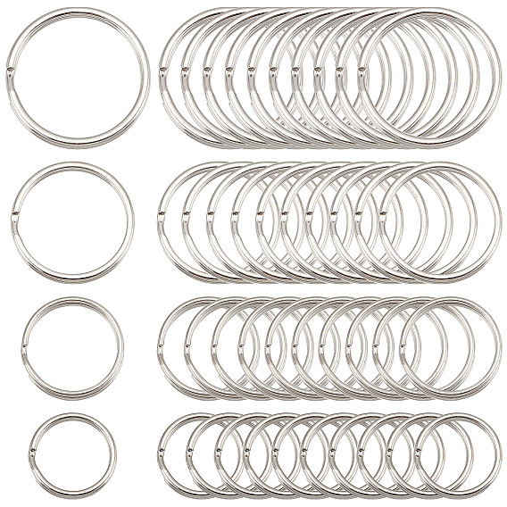 80Pcs 4 Style Iron Split Key Rings