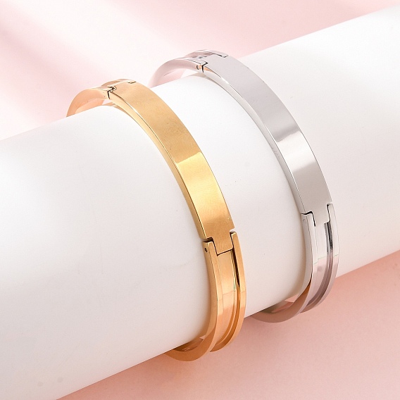 304 Stainless Steel Grooved Bangle Base, Blank Hinged Cuff Bangles, Leather Inlay Bangle Making