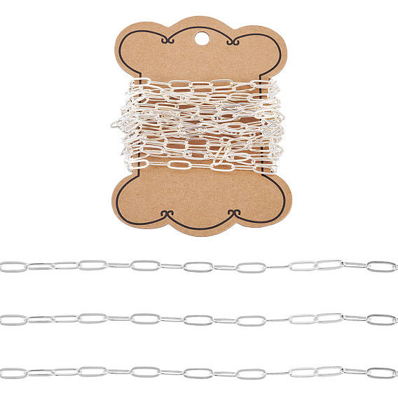 3 цепочки для скрепок из латуни, Плоско-овальные, тянутые удлиненные кабельные цепи, пайки, с катушкой