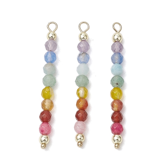 Подвески-чакры из натуральных граненых бусин: агат, сердолик, зеленый авантюрин, аквамарин и аметист, с 304 петлями из нержавеющей стали, реальный 24 k позолоченный, смешанные окрашенные и неокрашенные