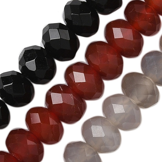 Природный агат бисер нитей, рондель, граненые