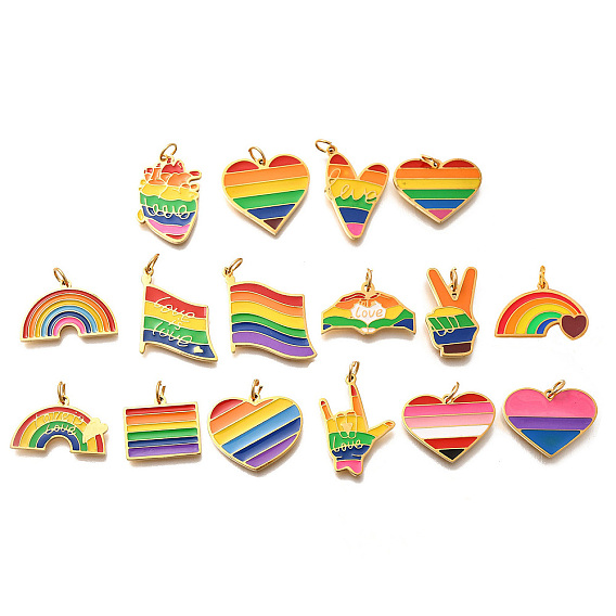 Гордость 304 эмалированные подвески из нержавеющей стали, Радуга цветов, с целью перехода в кольце