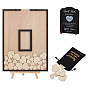 Libro de firmas rectangular de madera y acrílico para invitados de boda, con bolsas de tela de yute con cordón y pegatinas de papel
