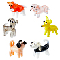 6pcs 6 styles décorations d'affichage pour la maison en forme de chiot en lampwork faites à la main, 3 d chien beagle