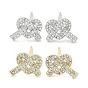 Rack Plating Brass Micro Pave Clear Cubic Zirconia Stud Earrings for Women, Cadmium Free & Lead Free, Long-Lasting Plated, Heart