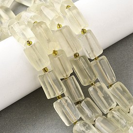 Нити из натуральных бусин лимонного кварца (обработанных нагреванием), кубоид, с бисером, матовые