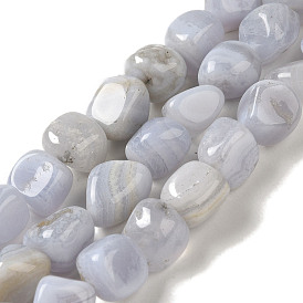 Natural Blue Lace Agate Beads Strands, Nuggets, Tumbled Stone