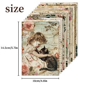 12Pcs Vintage Romantic Theme Scrapbook Paper Pads, for DIY Album Scrapbook, Greeting Card, Background Paper