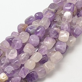 Natürliche Lavendel-Amethyst-Nuggets-Perlenstränge, getrommelt Stein, 9~13x9~13x9~13 mm, Bohrung: 1 mm, ca. 35~40 Stk. / Strang, 15.7 Zoll