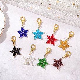 Подвесные украшения из стеклянных бусин ручной работы, карабины для украшений сумок, звезда