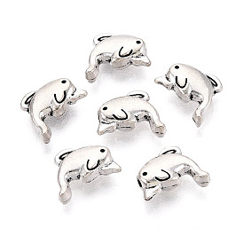 Сплавочные овальные бусины тибетского стиля , дельфин