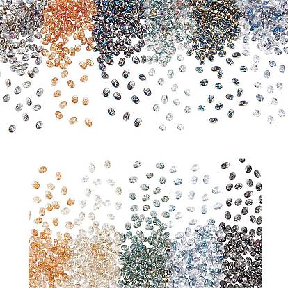 880Pcs 11 colors Electroplate 2-Hole Seed Bead Strands, Czech Glass Beads
