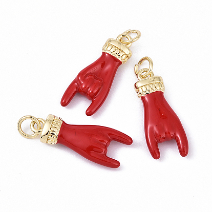 3подвески из латуни с эмалевым покрытием, с целью перехода в кольце, долговечный, без свинца и без кадмия, рок-жест-чары, реальный 18 k позолоченный