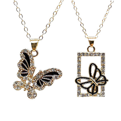 Creative Super Shiny Diamond Butterfly Necklace Fashion Temperament Versatile Acrylic Butterfly Clavicle Chain Jewelry