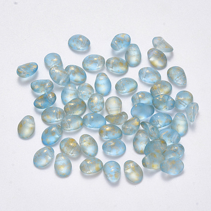 Transparent Spray Painted Glass Charms, Oval