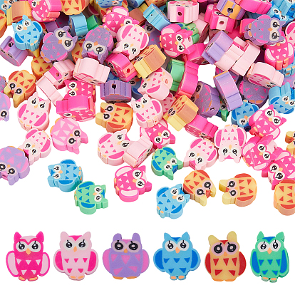 300 perles d'argile polymère faites à la main, chouette