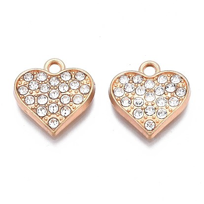 Alloy Pendants, with Crystal Rhinestone, Cadmium Free & Nickel Free & Lead Free, Heart Charms
