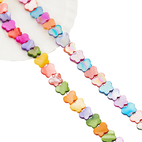 2 Strands 2 Styles Dyed Natural Freshwater Shell Beads Strands, Butterfly