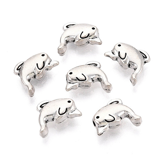 Сплавочные овальные бусины тибетского стиля , дельфин