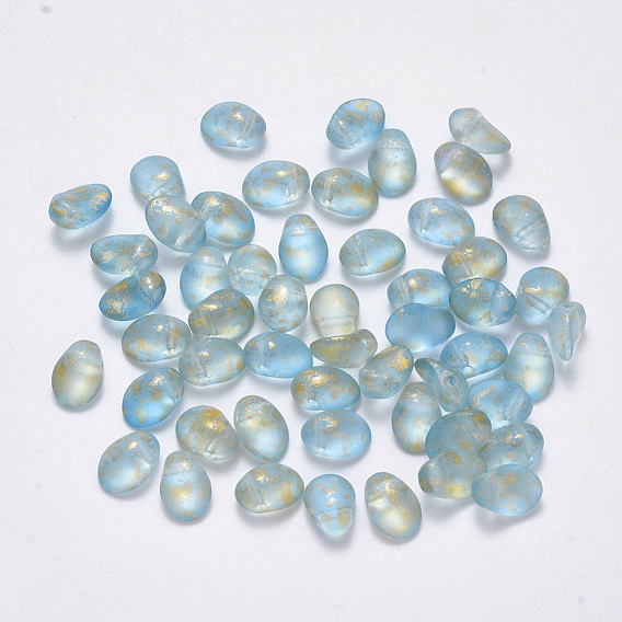 Transparent Spray Painted Glass Charms, Oval