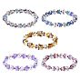 5шт. 5 цвета браслеты из стеклянных бусин, Браслеты с подвесками в виде бабочек и ронделей для женщин