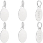 6Pcs 925 Sterling Silver Oval Charms, with S925 Stamp