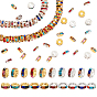 600Pcs 2 Colors Iron Spacer Beads, with Colorful Rhinestone, Round Ring