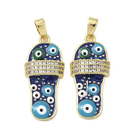Латунные микро проложить кубического циркония подвески, без кадмия и без свинца, с эмалью, тапочки с сглаза