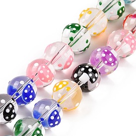 Бусы лэмпворк ручной работы, круглый с грибами