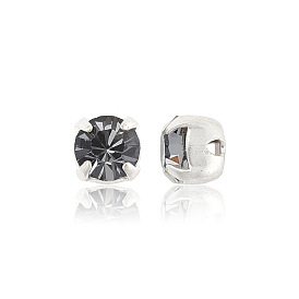 Preciosa® maxima crystal в пришивной чашке, чешский хрусталь, с настройками латуни, шатон (круглый), серебряные