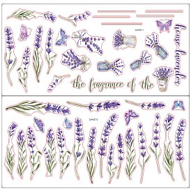 PVC Wall Stickers, for Wall Decoration, Butterfly Lavender Flower Pattern & Word the frangrance of the