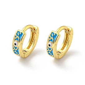 Brass Hoop Earring, with Enaemel, Real 18K Gold Plated