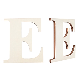 Letter E Shape Unfinished Wood Slices, Laser Cut Wood Shapes, for DIY Painting Ornament Christmas Home Decor Pendants