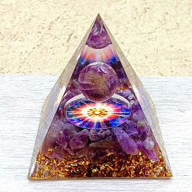 Crystal Ball Crystal Stone Pyramid Ornament Crushed Stone Epoxy Resin Crafts Home Office Decoration