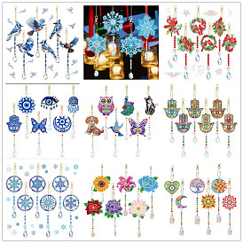 Butterfly/Santa Claus/Evil Eye Diamond Art Painting Suncatcher Kits, 5D Diamond Paintings Wind Chime Keychains, DIY Diamond Art Kits Hanging Ornament for Home Garden