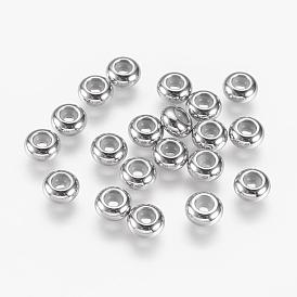 Stainless Steel Beads, with Rubber Inside, Slider Beads, Stopper Beads, Rondelle