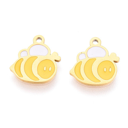 304 из нержавеющей стали шармы эмали, очарование пчел, ионное покрытие (ip), реальный 14 k позолоченный