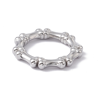 304 Stainless Steel Linking Rings, Imitation Bone Beaded Heptagon Ring