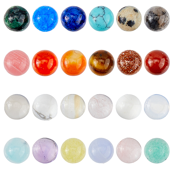 48шт. 24 стили смешанные драгоценные камни кабошоны, полукруглые / купольные, смешанные окрашенные и неокрашенные