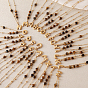 European Faceted Natural Tiger Eye 304 Stainless Steel Alphabet Pendant Necklaces, Golden