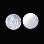 Natural White Shell Cabochons, Religion, Flat Round with Virgin Mary