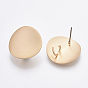 Smooth Surface Iron Stud Earring Findings, with Loop, Raw(Unplated) Pins, Cadmium Free & Lead Free, Flat Round