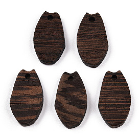 Natural Wenge Wood Pendants, Undyed, Gap Oval Charms