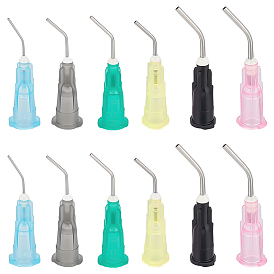120Pcs 6 Styles Bent Tip Plastic with 304 Stainless Steel Fluid Precision Blunt Needle Dispense Tips, Glue Dispensing Needles