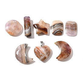 Подвески из натурального аметиста и кружевного агата