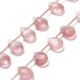 Cherry Quartz Glass Beads Strands, Faceted, Teardrop, Top Drilled